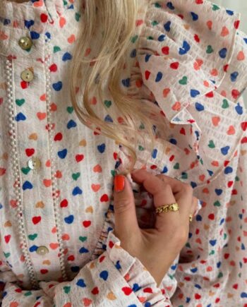 Stories From The Atelier Skjorte Paradise Heart Off White   Multi Colour