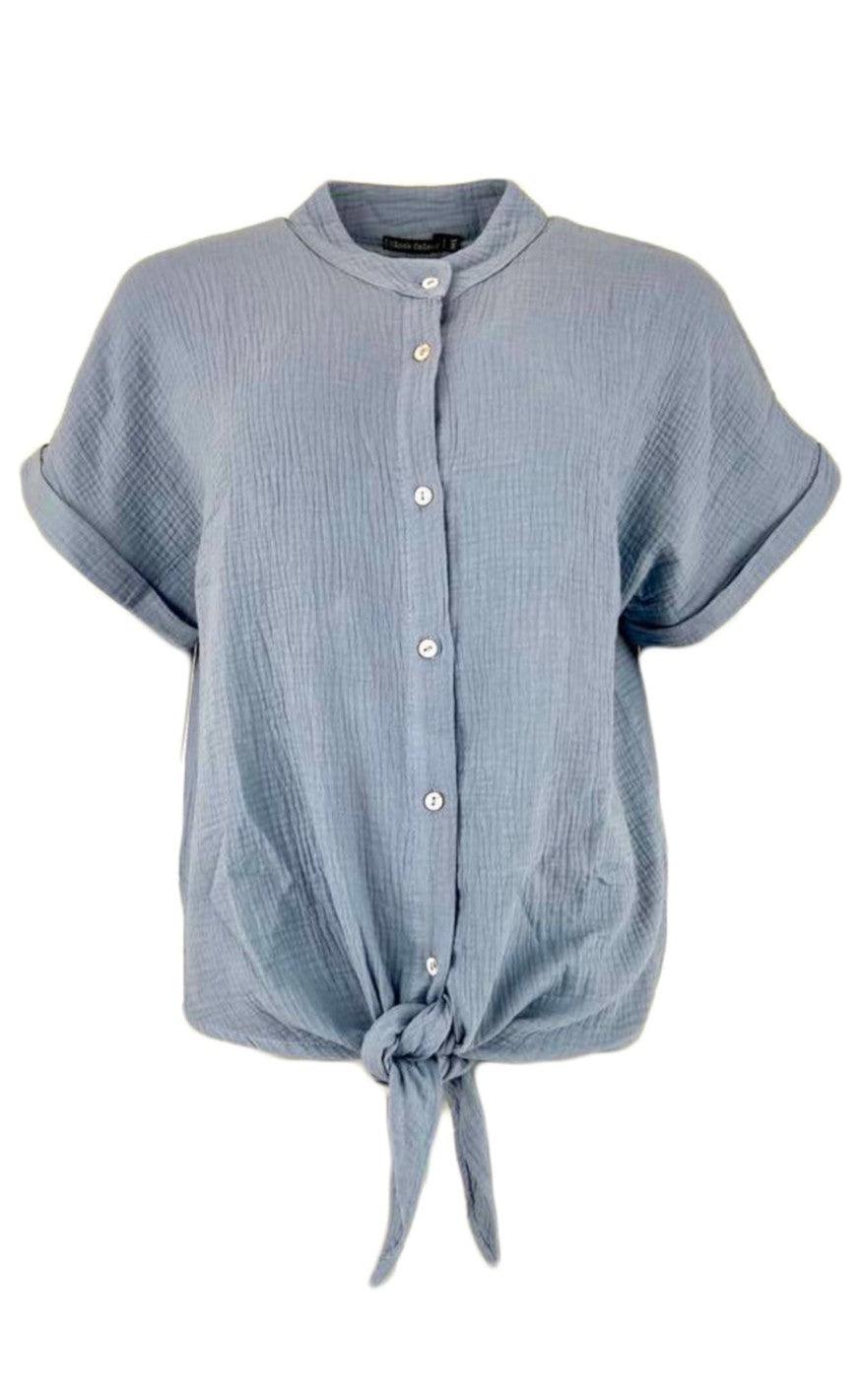 Black Colour Bluse Dune Tie Lt Blue
