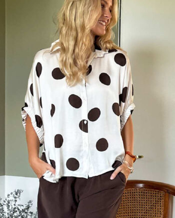 Black Colour Bluse Mabel Off White Dot