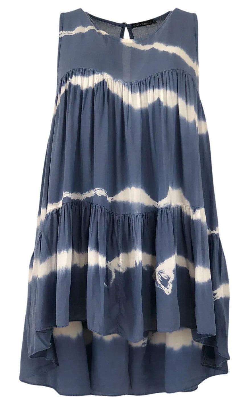Black Colour Top Kamma Lt Blue Tie Dye