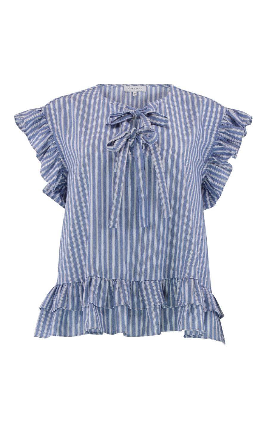 Continue Bluse Kiss White Blue Stripe