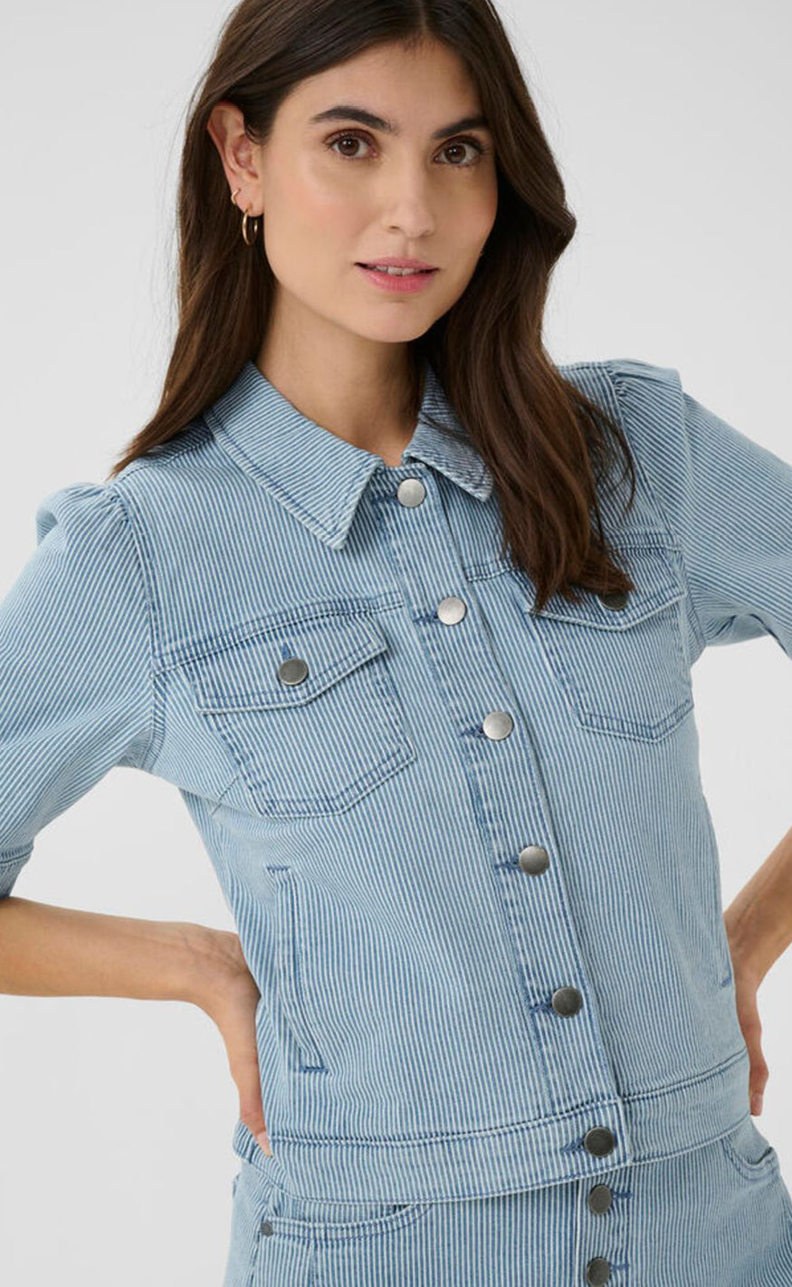 Culture Jakke Milky Ss Blue White Stripe