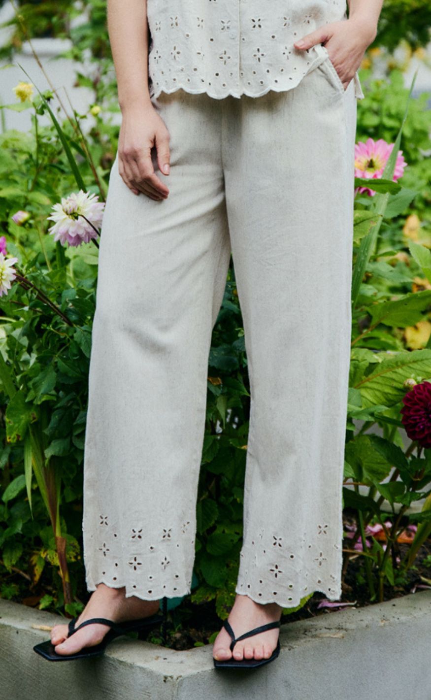 Freequent Bukser Linus Embroidery Moonbeam Melange