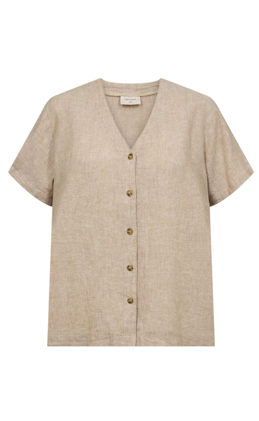Freequent Skjorte Lava Ss -neck Sand Melange