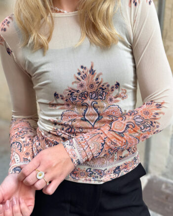 Liberte Bluse Mesh Creme Paisley