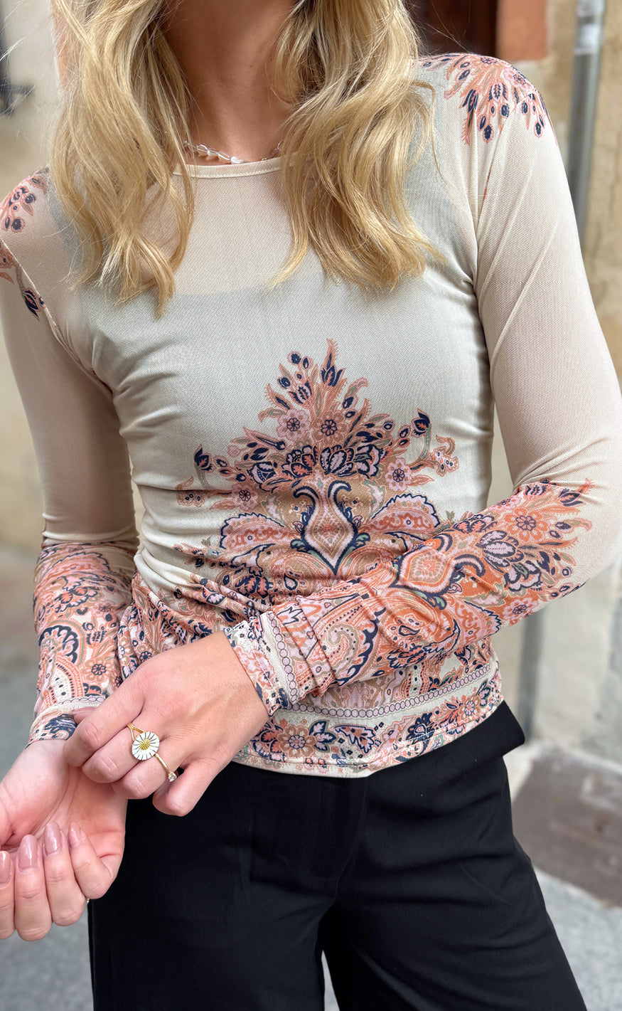 Liberte Bluse Mesh Creme Paisley