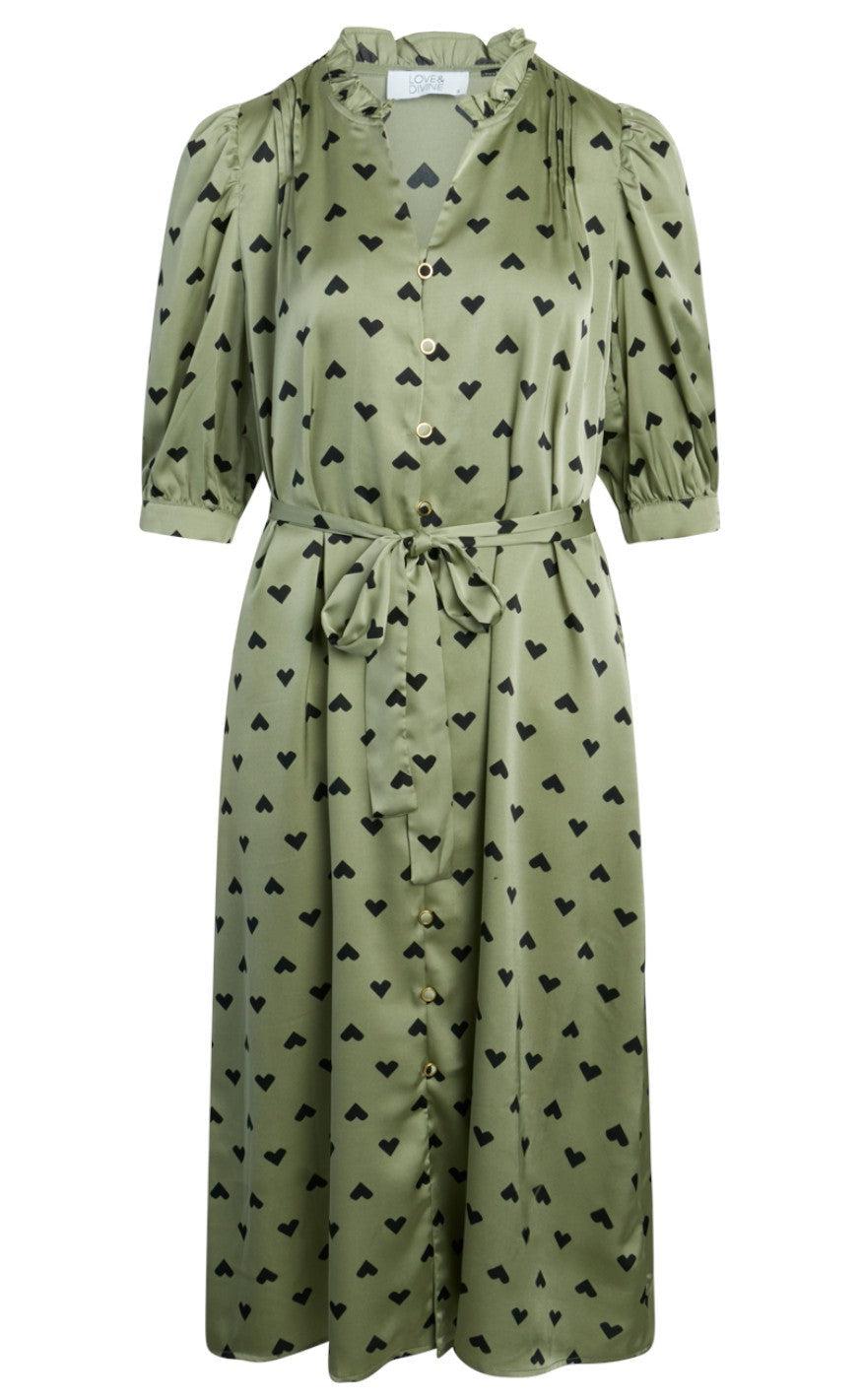 Love Divine Kjole Love627- Khaki Heart