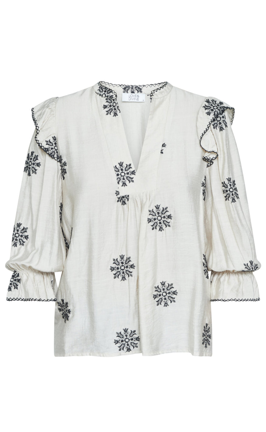 Love Divine Skjorte Love1347 Bamboo Black Flower