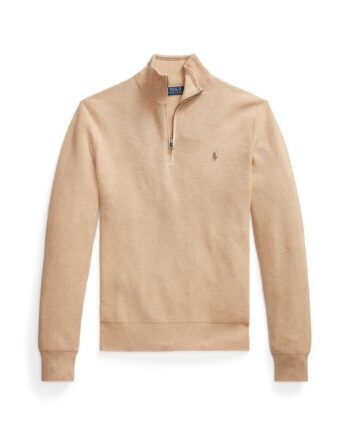 Mesh-knit Cotton Quarter-zip Sweater