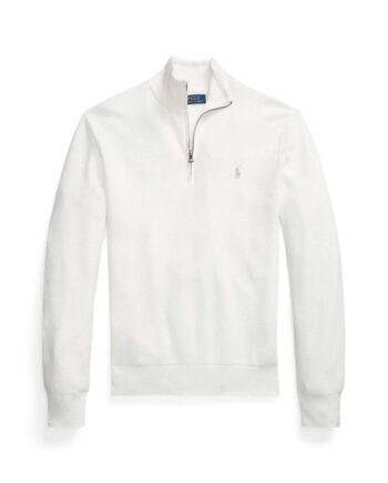 Mesh-knit Cotton Quarter-zip Sweater