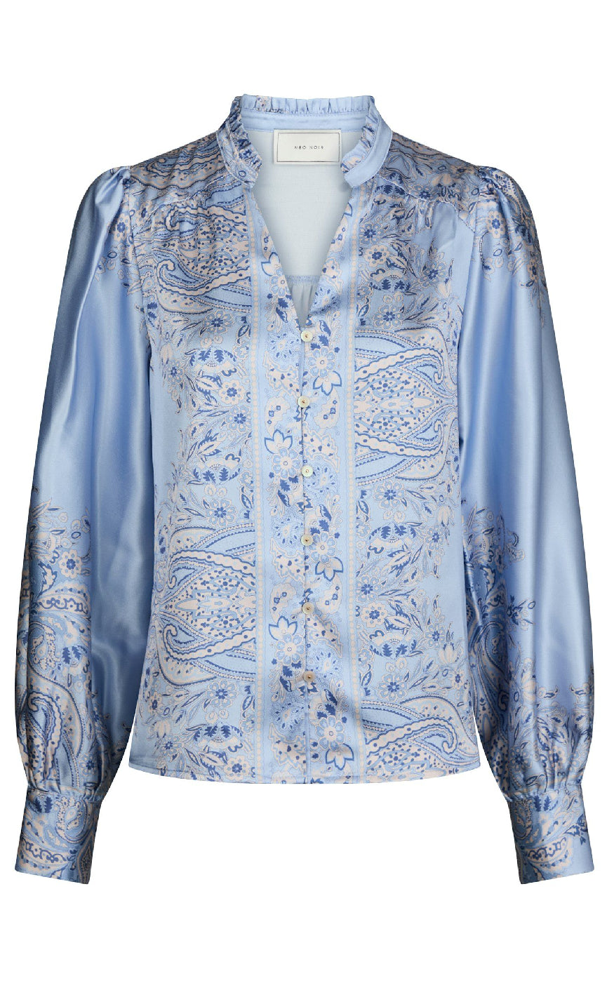 Neo Noir Bluse Massima Paisley Border Light Blue