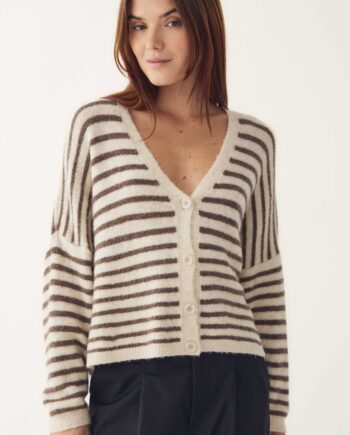 Noella Cardigan Lindsea Brown Ivory Stripe