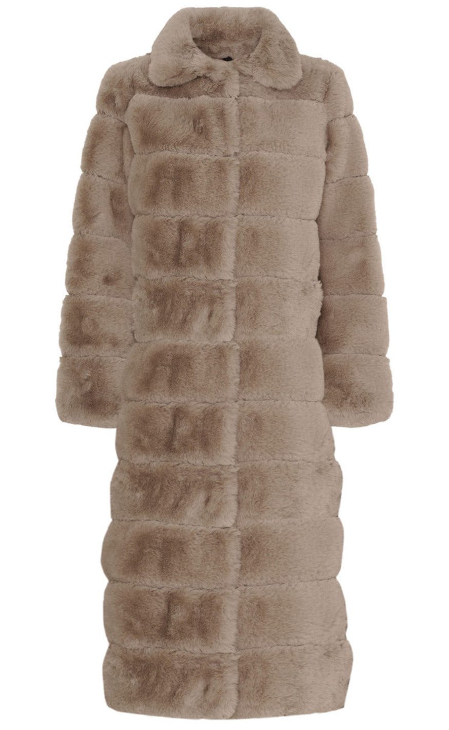 Notyz Jakke Fake Fur Long Sand