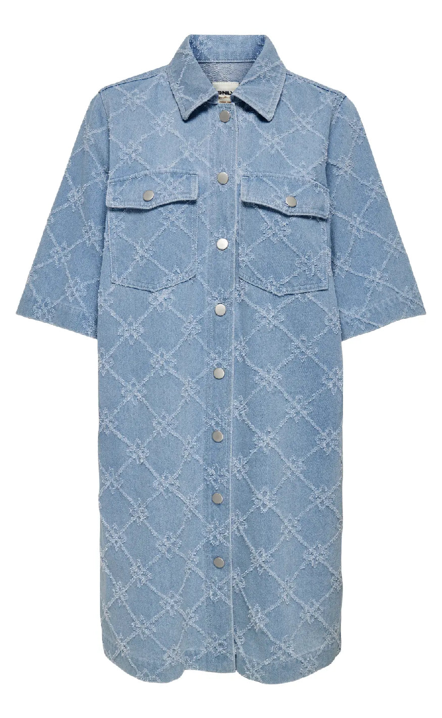 Only Kjole Belle Print Light Blue Denim