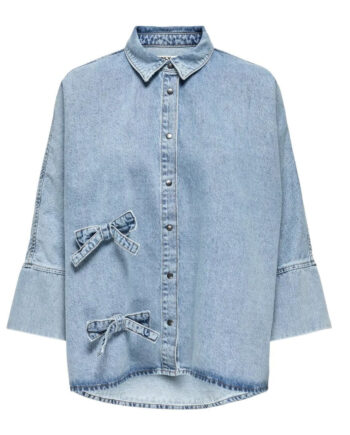 Only Skjorte Grace Bow Light Blue Denim