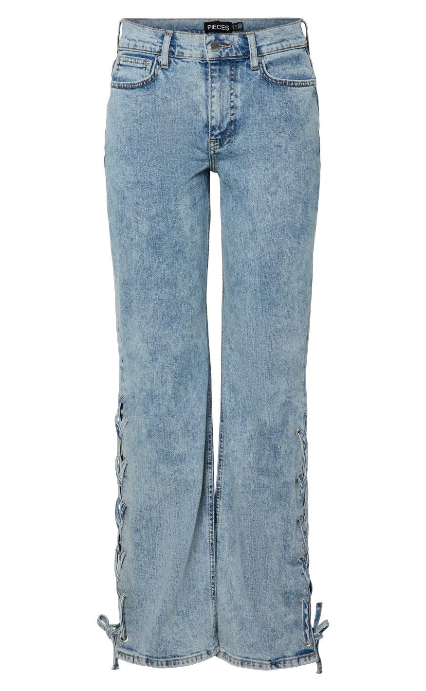 Pieces Bukser Fenda Mw Straight Light Blue Denim