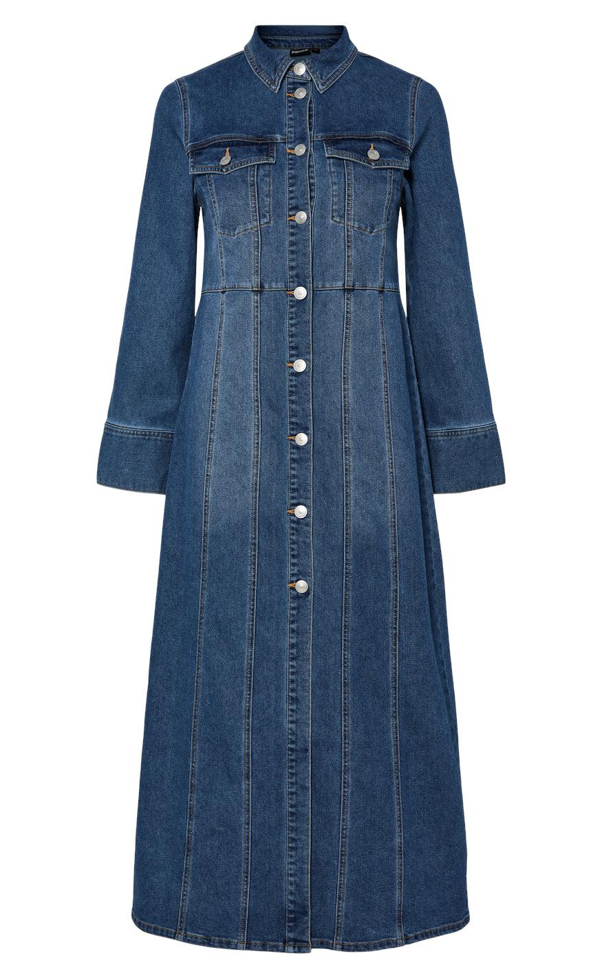 Pieces Kjole Femma Medium Blue Denim