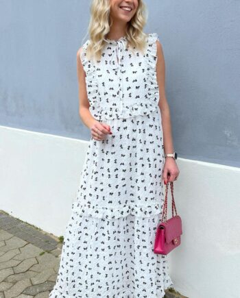 Say Ina Copenhagen Kjole Lilja Bow Dress White    Black Bows