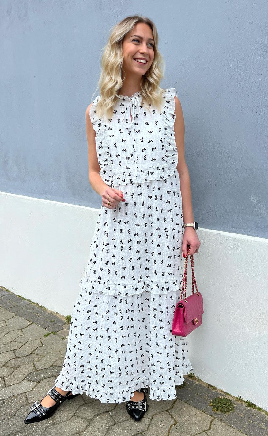Say Ina Copenhagen Kjole Lilja Bow Dress White Black Bows