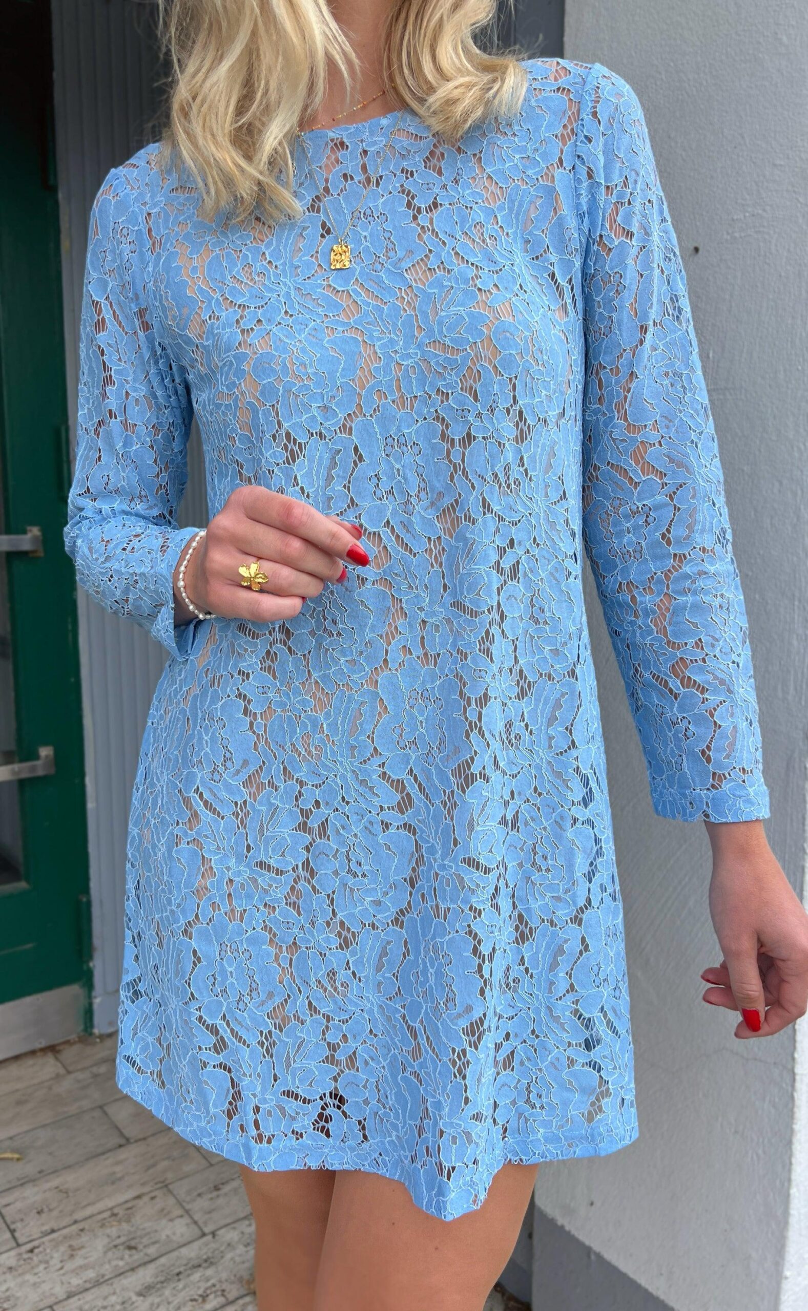 Say Ina Copenhagen Kjole Mette Lace Light Blue