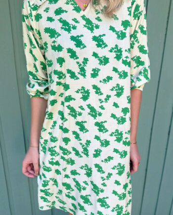 Say Ina Copenhagen Kjole Mira White   Green Flowers