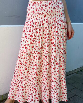 Say Ina Copenhagen Nederdel Nikoline White Red Flowers