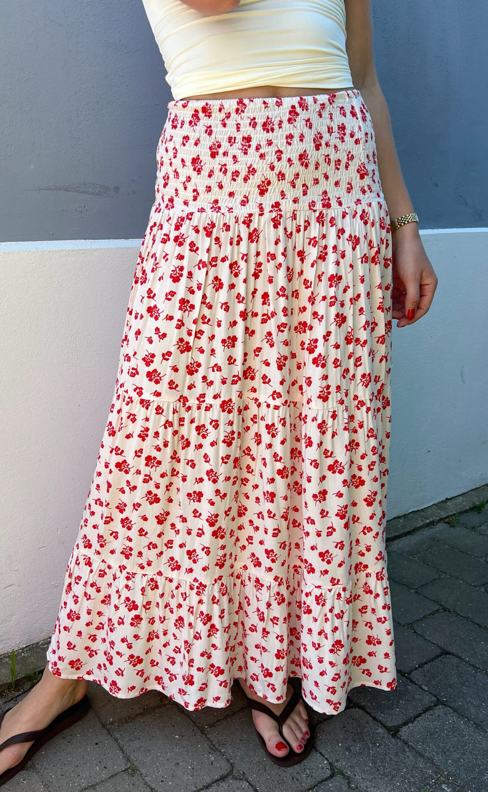 Say Ina Copenhagen Nederdel Nikoline White Red Flowers