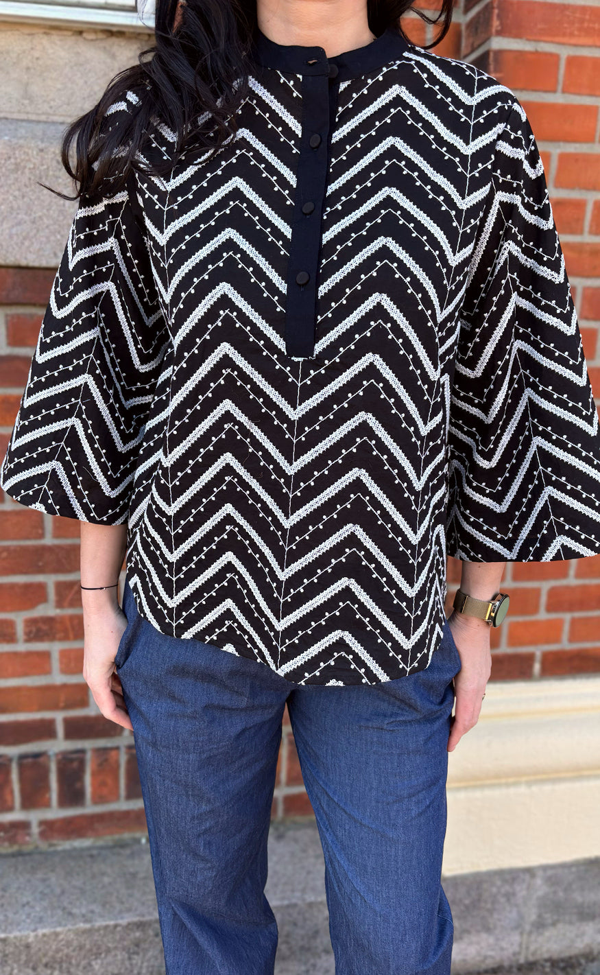 Say Ina Copenhagen Skjorte Zara Zig Zag Black White