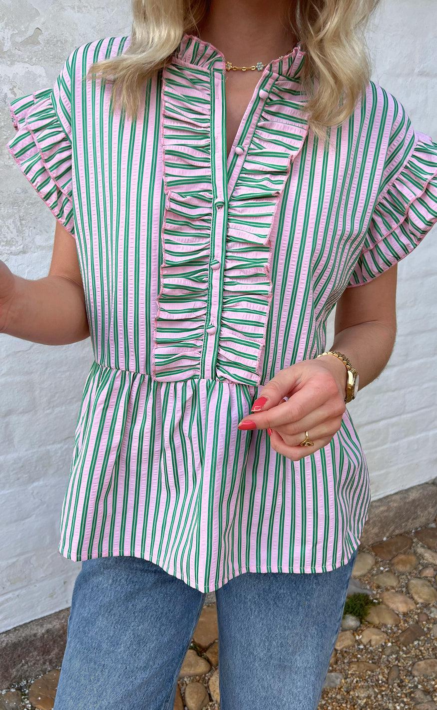 Say Ina Copenhagen Top Freya Pink Green Striped