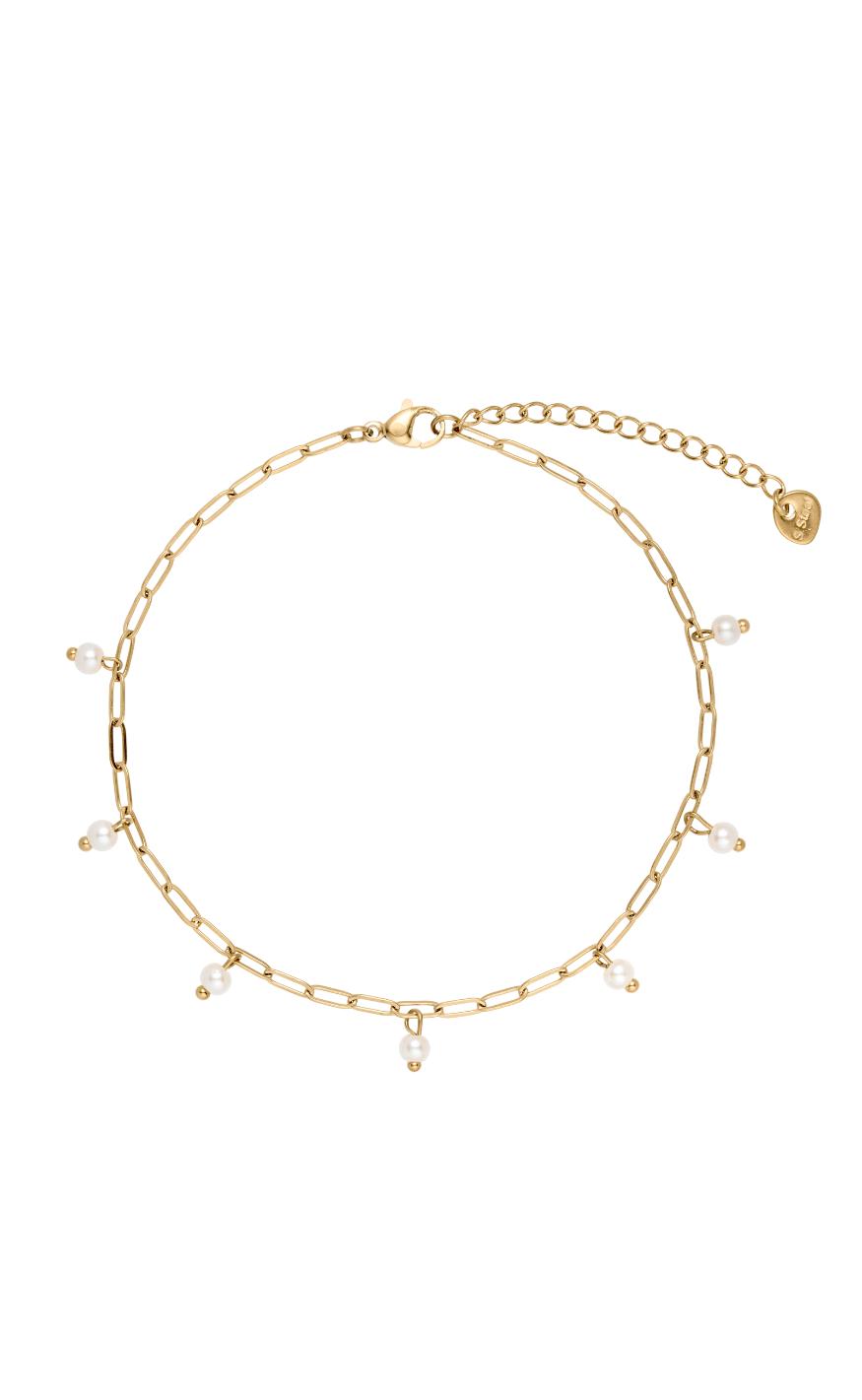 Smykkeli Copenhagen Ankelkæde Small Pearl Gold Colour