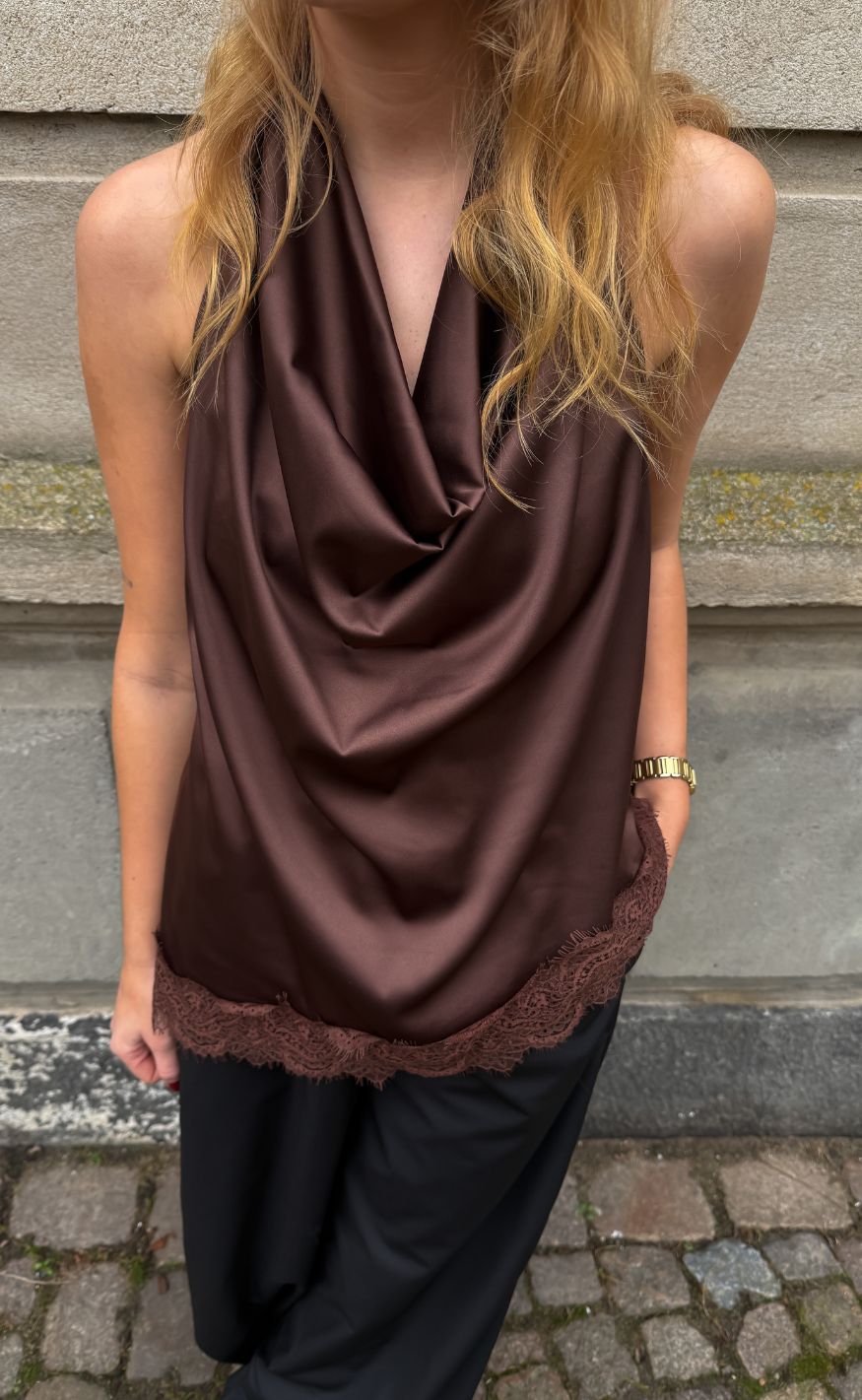 -view Top Katti Asymetric Dark Brown