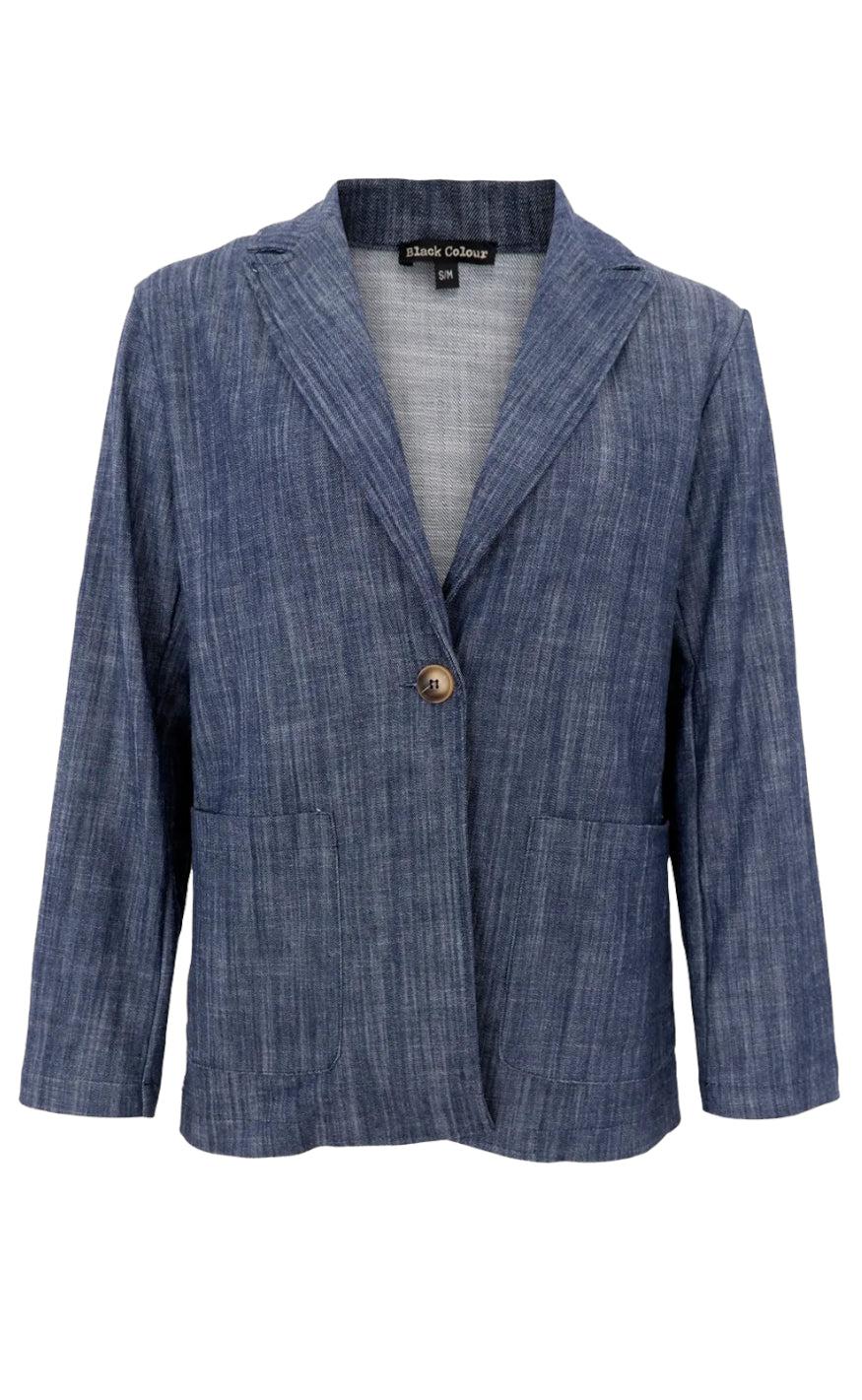 Black Colour Blazer Box Navy Denim