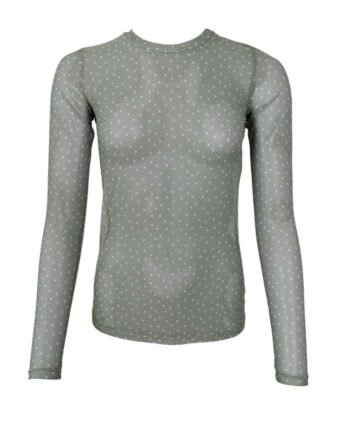 Black Colour Bluse Anne Mesh Green Dot