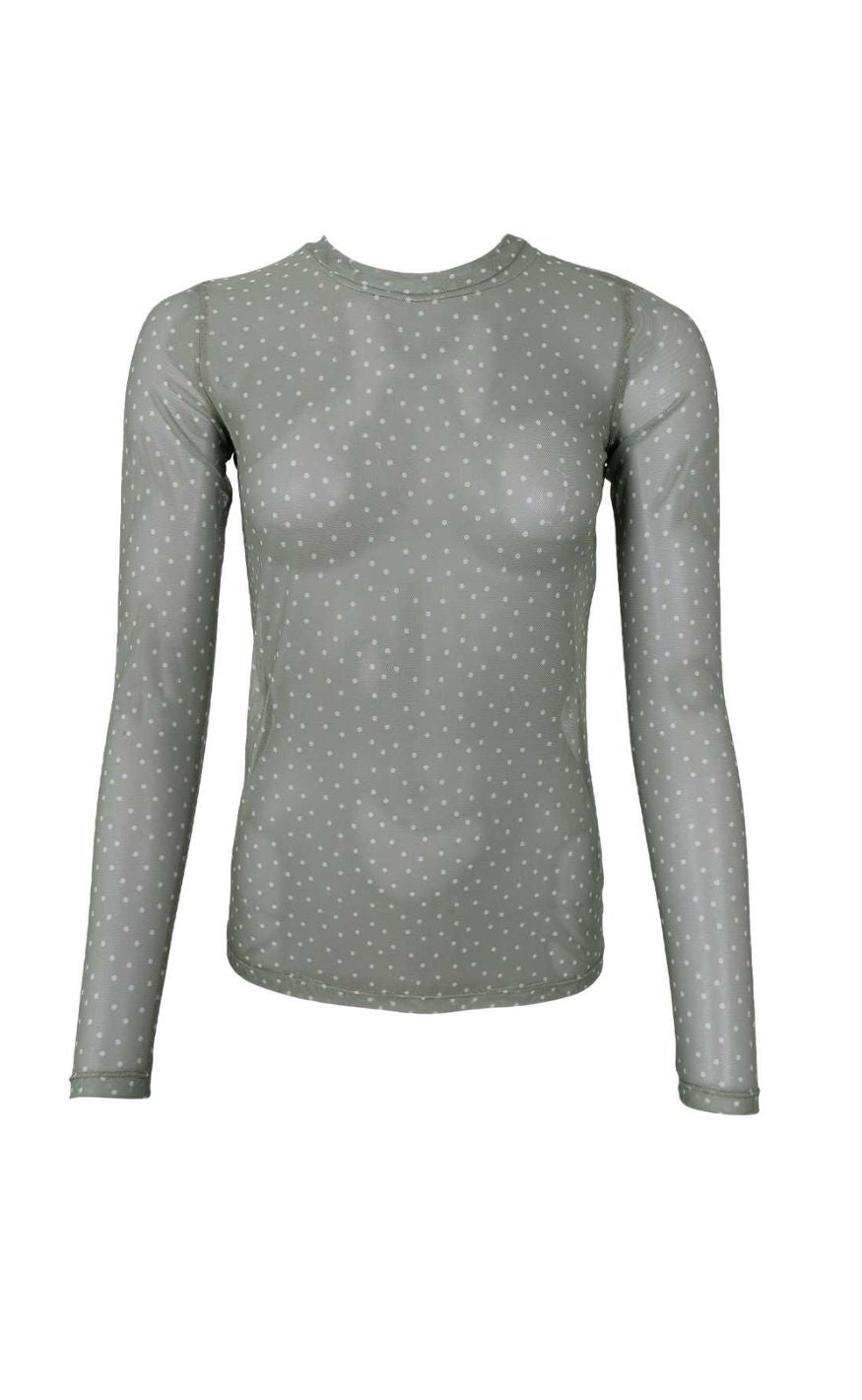 Black Colour Bluse Anne Mesh Green Dot