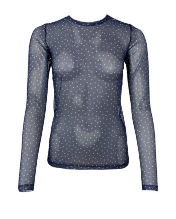 Black Colour Bluse Anne Mesh Navy Dot