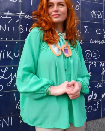 Black Colour Bluse Luna Bao Vibrant Green