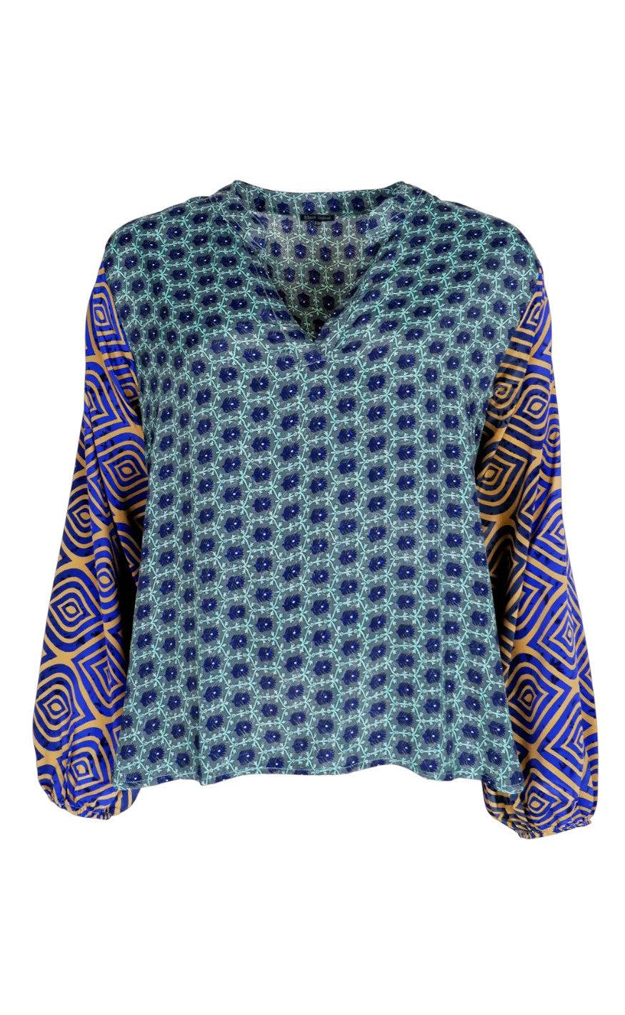 Black Colour Bluse Luna Kaftan Blue Jewel Mix