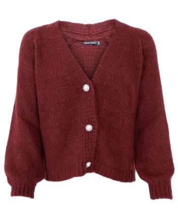 Black Colour Cardigan Pearl Knit Wine