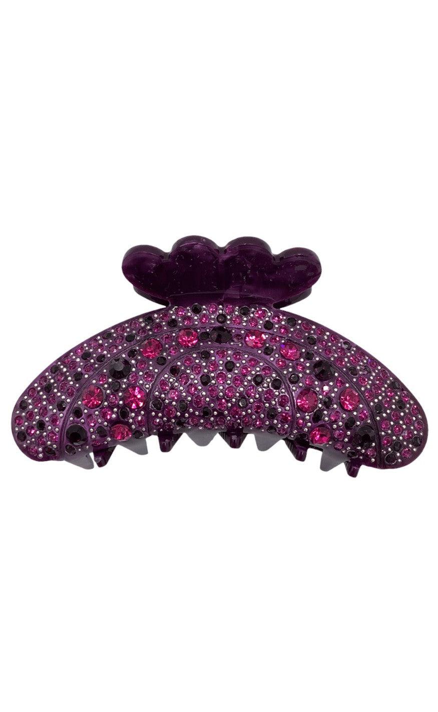 Black Colour Hårklemme Premium Rhinestone  Dk  Purple