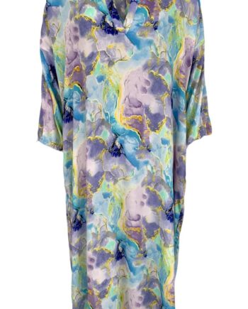 Black Colour Kjole Luna Kaftan Marble Blue