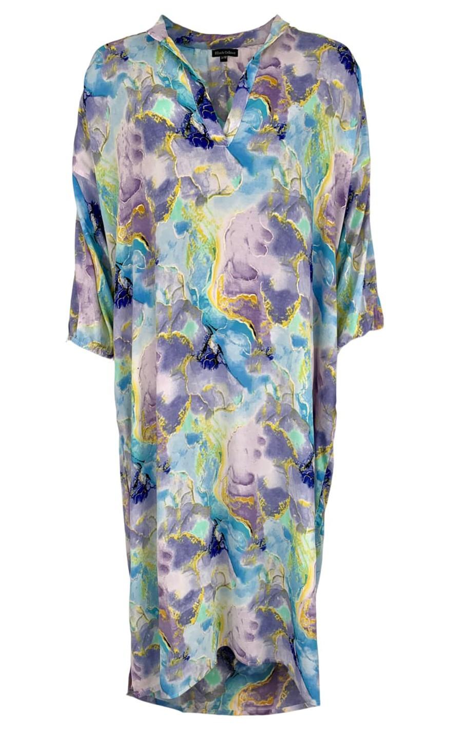 Black Colour Kjole Luna Kaftan Marble Blue