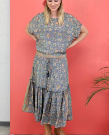Black Colour Nederdel Luna Boho Midi Blue Breeze