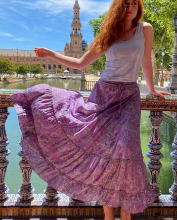 Black Colour Nederdel Luna Maxi Lavender Paisley
