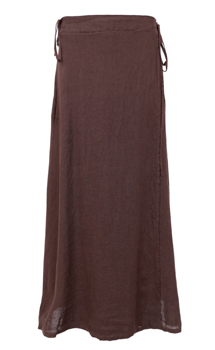 Black Colour Nederdel Melina Linen Coffee