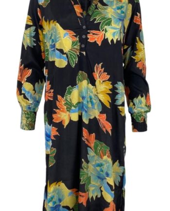 Black Colour Shirt Dress Luna Floral Black