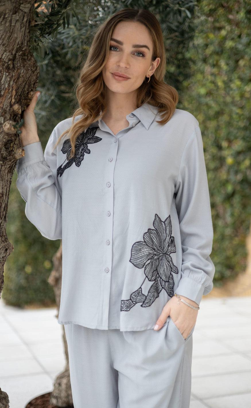 Black Colour Skjorte Alia Lt  Grey
