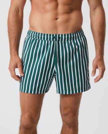 Borg Print Swim Shorts  Bb Wide Stripe