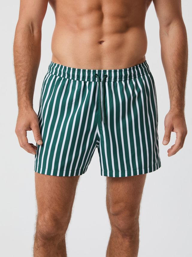 Borg Print Swim Shorts Bb Wide Stripe