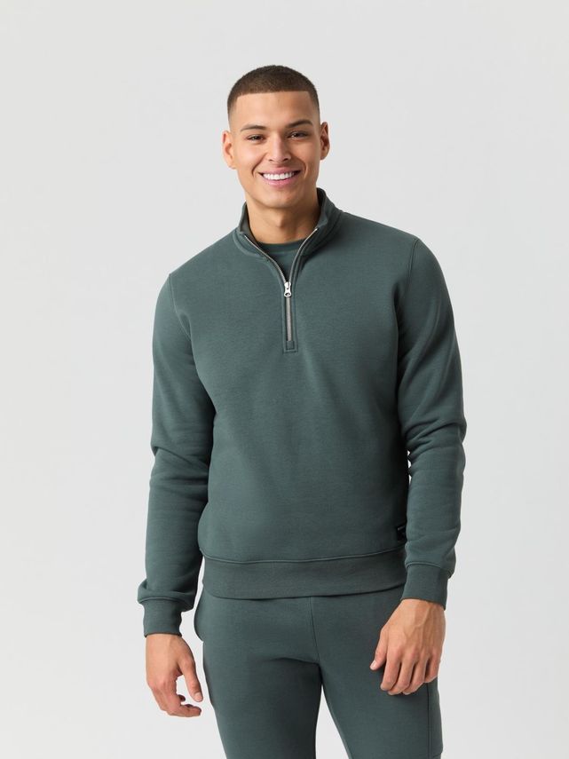 Centre Half Zip Light Grey Melange