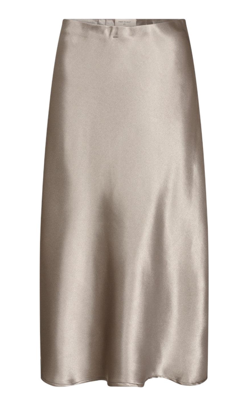 Freequent Nederdel Satin Desert Taupe Metallic